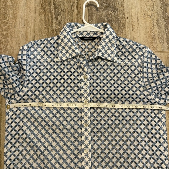SAMUEL DONG Eyelet Cut Out Shirt Size Medium - Picture 8 of 12